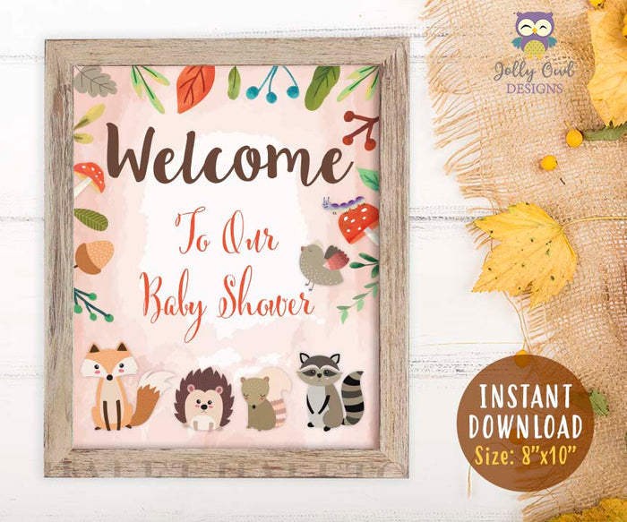 Woodland Themed Baby Shower Party Welcome Sign