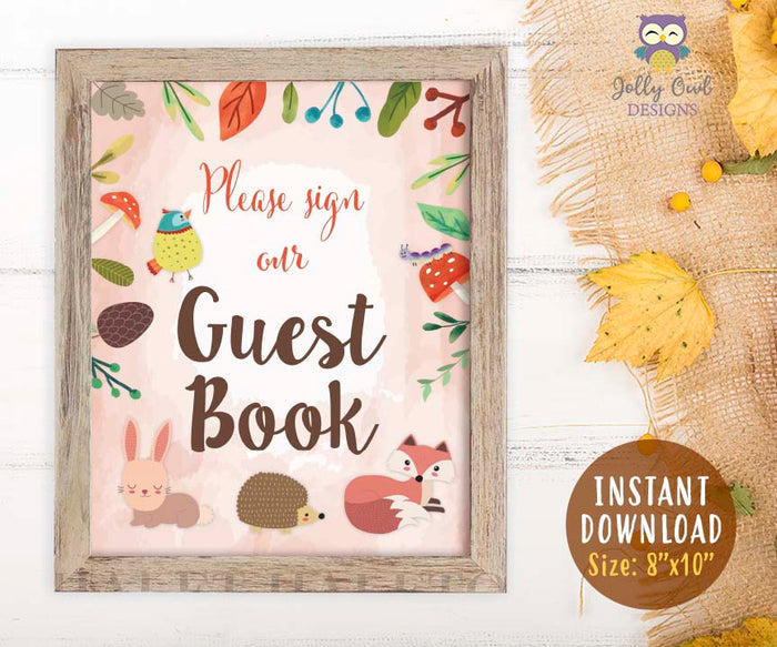 Woodland Themed Baby Shower/Birthday Party Guest Book Sign