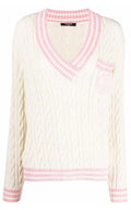 Balmain Wool - Blend Cable Knit Sweater With Patch - Runway Catalog