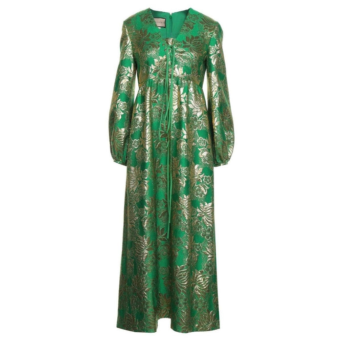 Gucci Wool Lamé Floral Jacquard Dress - Runway Catalog