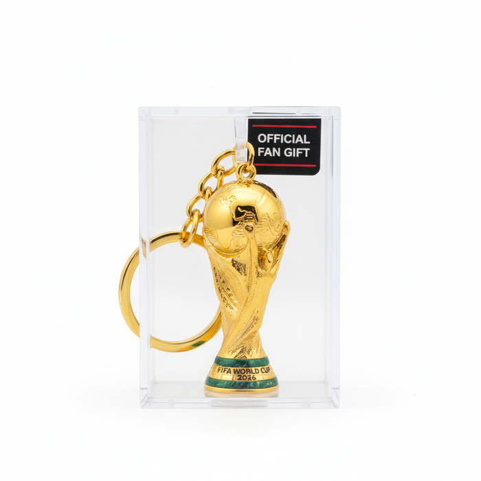 Trophy-style soccer keychain for football supporters and fan gifts