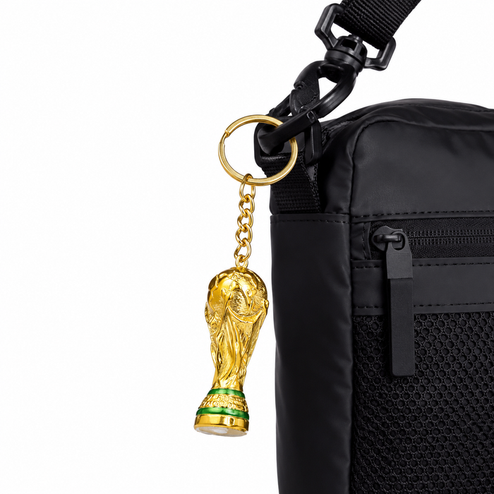 Gold football trophy keychain for soccer fans and supporter gifts
