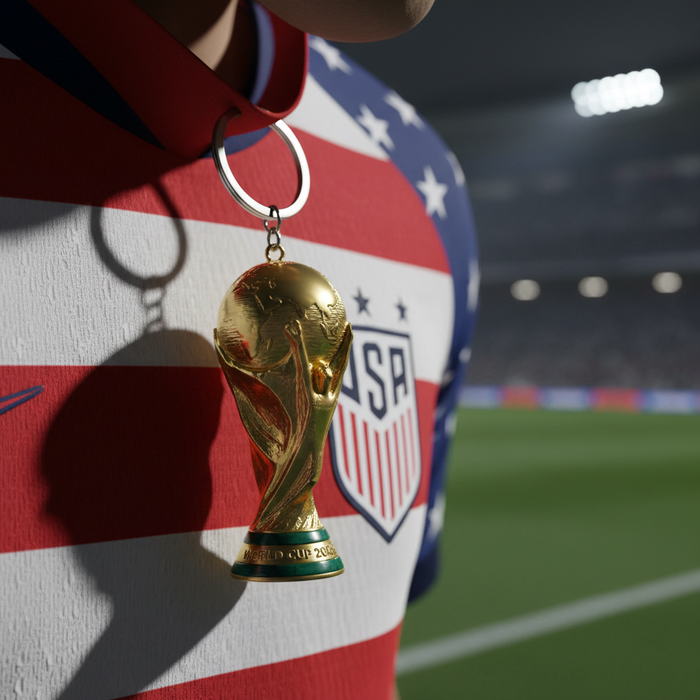 Synthetic resin World Cup trophy keychain for everyday fan style