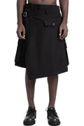 Woven wool asymmetrical wrap skirt