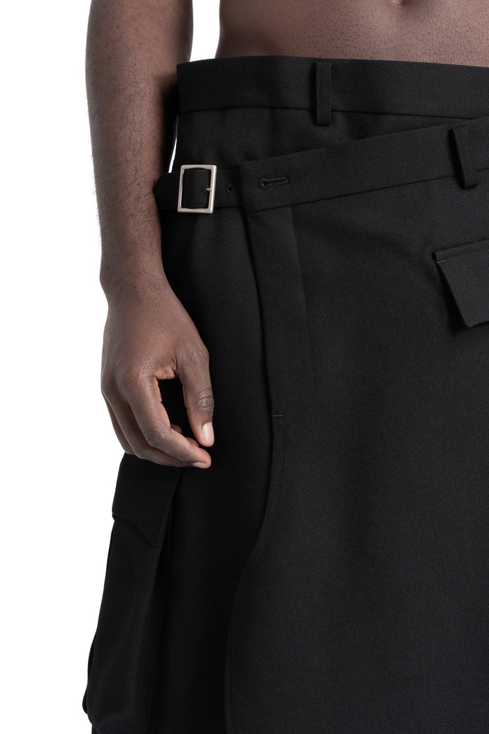 Woven wool asymmetrical wrap skirt