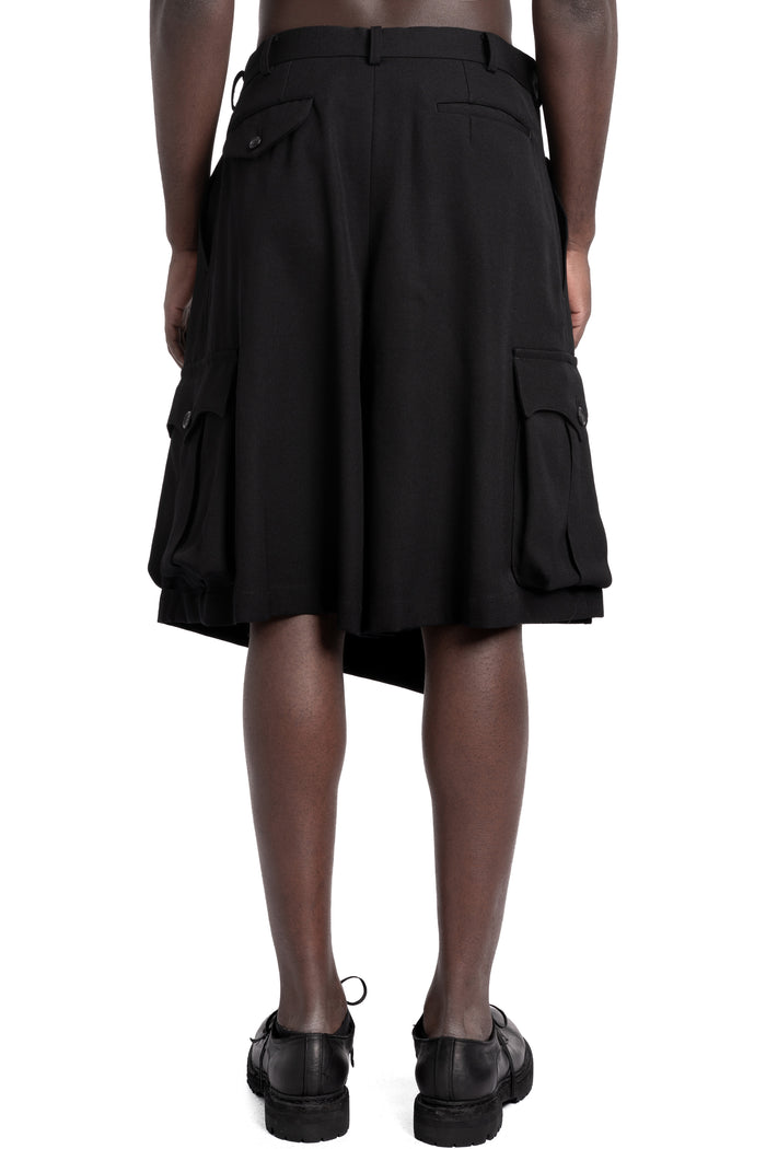 Woven wool asymmetrical wrap skirt