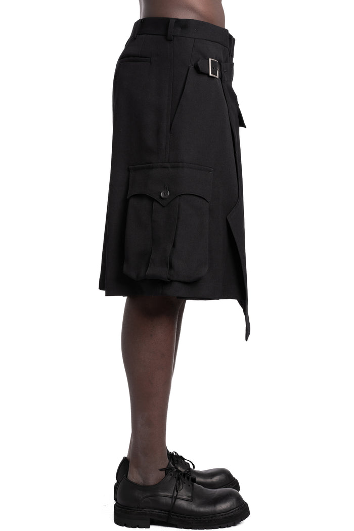 Woven wool asymmetrical wrap skirt