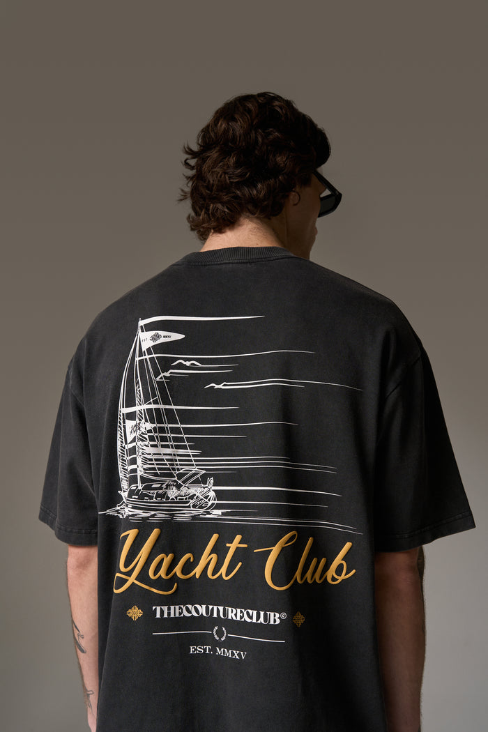 YACHT CLUB GRAPHIC T-SHIRT - WASHED BLACK
