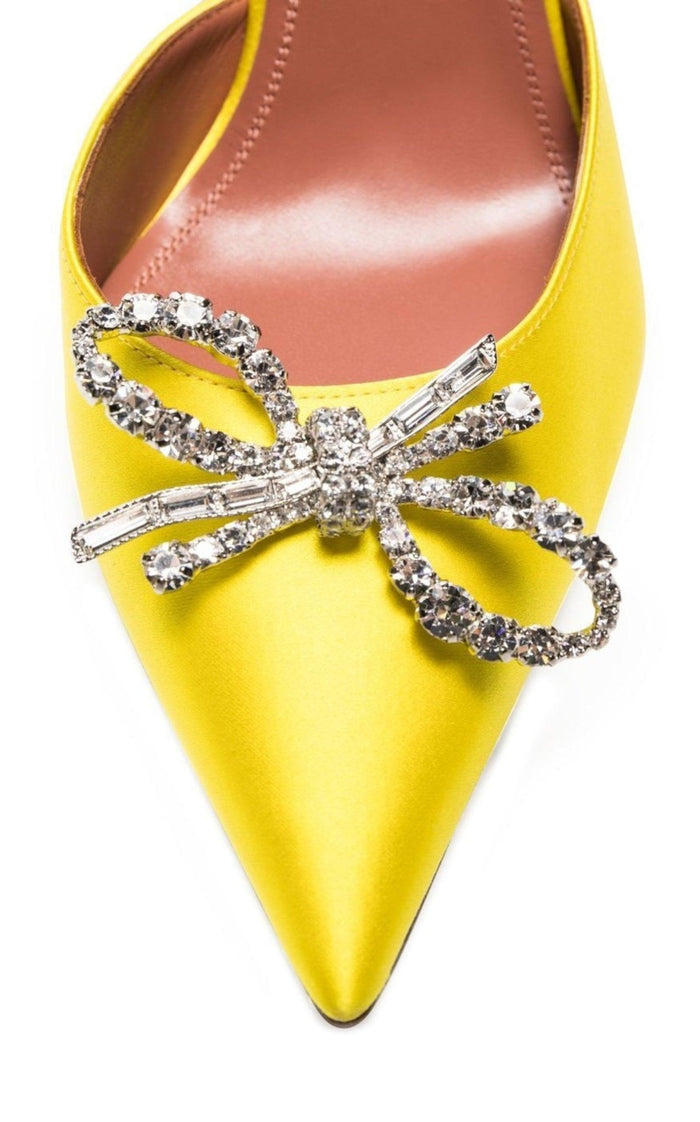 Amina Muaddi Yellow Rosie Sling Heels - Runway Catalog