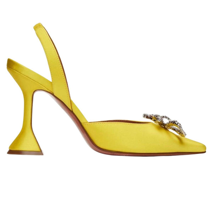 Amina Muaddi Yellow Rosie Sling Heels - Runway Catalog