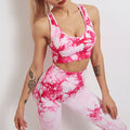 Yoga set for women with tie-dye sleeveless top and full trousers for breathable summer fitness, gym, and yoga wear outfit fit