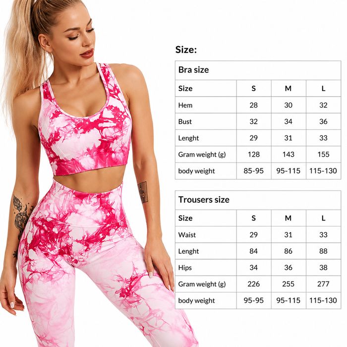 Yoga set for women styled as a quick-dry sleeveless fitness suit with round neck top and full-length sports trousers look fit