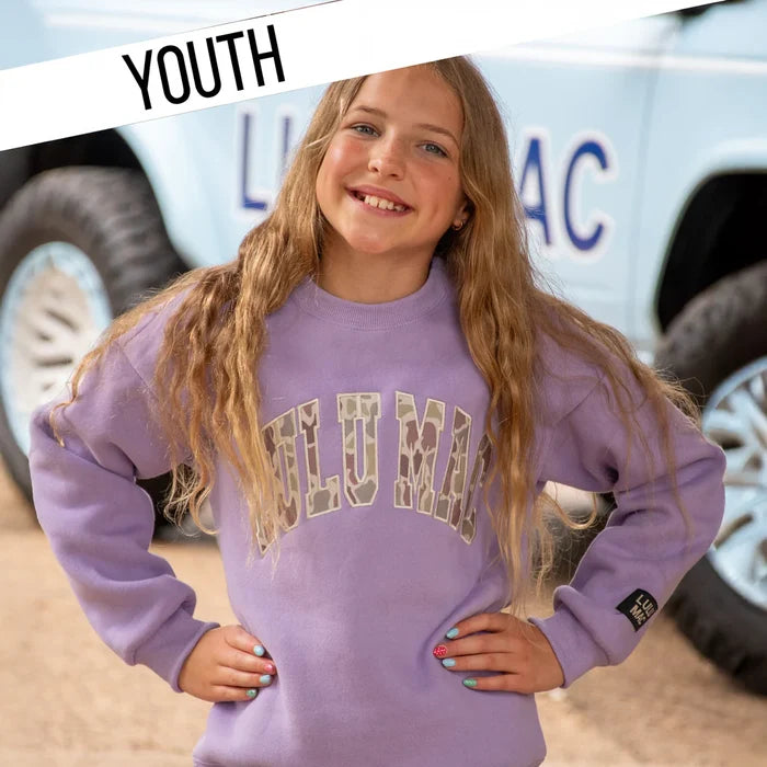 Youth Lavender Camo Sweatshirt