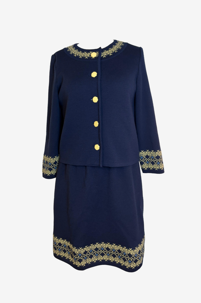 Yves Saint Laurent Navy Embroidered Set